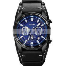 Custom Logo 9249 SKMEI Luxury Men Watch Leather Band Wholesale Fashion Wristwatch Quartz Time Piece Waterproof thumbnail-2