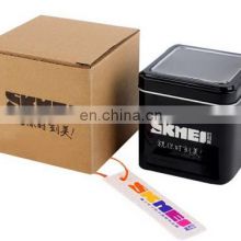 SKMEI watches package black metal tin box + yellow paper boxes for gift decoration