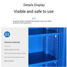 Modern Industrial Workshop Cabinet With Integrated Pegboard and 3-Tier Adjustable Shelves - Metal Tool Chest for High-end Garage Setup thumbnail-4