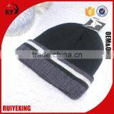Adult Women Oversize Knitted Cyan Beige Jacquard Weave Beanie Cap With Top Ball thumbnail-2
