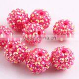 Rose Pink AB Color Resin Rhinestone Ball Beads for Chunky Necklace Jewelry, Custom Design Accept Wholesales Cheap 10mm to 40mm thumbnail-1