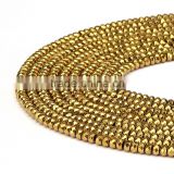 Hot Selling Faceted Rondelle Gold Plated Hematite Gemstone Beads
