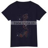 Red High Heels Short Sleeves Rhinestone Girls Soft Cotton Plain Tshirts thumbnail-3