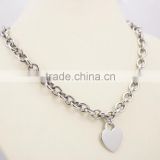 Top Quality Stainless Steel Chunky Chains Heart Necklace