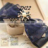 Blue Chiffon Ribbon Hair Clip Hair Accessories Hair Bow Embellishments Wholesale thumbnail-4