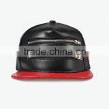 5-panel Black Fashion Snapback Cap With Metal Zipper thumbnail-2