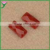Hot Sell Loose Rectangle Flat Back Checker Cut Glass Red Coral Gemstone thumbnail-1