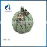 New Shape Artificial Halloween Ceramic Pumpkin With Metal Leaves for Sale