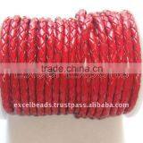 Braided Leather Cords Red