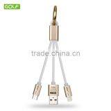 Hot New Products for 2016 Golf Metal Braided 2 in 1 Cable Muliti Usb Cable Data Cable