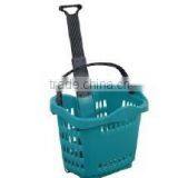 RH-BPR42-2 Multifunctional Supermarket Shopping Plastic Basket With Wheels thumbnail-1
