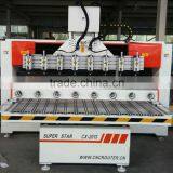 China 3D Eight Heads Wood CNC Router Engraving Column Diameter of Max.300mm