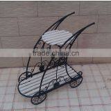 XY13605 Home Decor Wrought Iron Crafts Flower Planter Holder, Metal Bicycle Plant Stand thumbnail-1