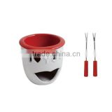 Ceramic Cholochate Pot holdle with metal fork