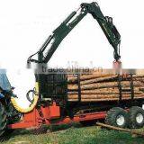 Tractor Use Forest Hydraulic Log Trailer Wood Wagon Timber Loading Trailer Log Wagon With Crane Grapple thumbnail-2
