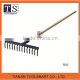 Garden Rake With Long Handle Steel Rake Leaf Rake