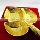 Wedding Gift, Promotional Gift Leaf Shape Gold Plated Brass Tray thumbnail-2