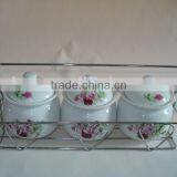 Empty Ceramic Salt & Pepper Shaker With Metal Stand thumbnail-2