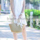 Women Straw Bag/ Seagrass Shopping Bag/beach Tote Bag With White Ribbon thumbnail-2