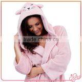 2015 Pink Lovely 100% Polyester Winter Hooded Women Bathrobe thumbnail-1