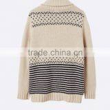 High Quality Boy's Jacquard Chunky Knit Warm Cardigan With Elegant Shawl Collar Off-white Sweater (BKNB01) thumbnail-2