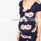 Maternity Clothing Manufacturer Wholesale Dark Floral Printed Maternity Clothes Wholesale Midi Maternity Clothes thumbnail-3