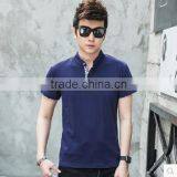 2017 Summer Men's Short Sleeve T-shirt Collar Pure Color Button Half Sleeve Cotton Contracted Cultivate One's Morality Type Mini thumbnail-1