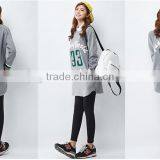 Female Hemp Grey Long-sleeved Straight Front Piece Print Dress thumbnail-3