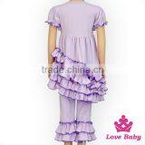 66TQZ464 Lovebaby Wholesale Outfit Purple Cotton Short Sleeve Children Clothing Set Mix Girl Solid Lavender Cotton Ruffle Outfit thumbnail-5