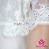 Fashion Children Summer Clothes Plain White Flutter Sleeve Cape Design Baby Girl Lace Puffy Tops thumbnail-3