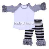 Cute Infant Girl Clothing Cold Shoulder Girl Icing t Shirt Sets Girl Ruffle Pants Outfits thumbnail-4