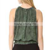 2017 OEM Women Breezy Elastic Round Neckline Leopard Blouse thumbnail-4