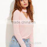 Latest Designs V-Neck Collar Woolen Sweater For Ladies thumbnail-3