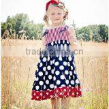 Wholesale Children July 4th Knot Dress Clothing 2014 American Bday Dress Little Girls Patrotic Cotton Fashion Dress for Kids