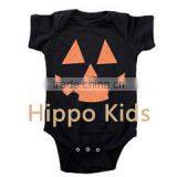 Wholesale Orange Glitter Pumpkin Face Onesie Baby Girl Clothes Halloween Baby Romper thumbnail-1
