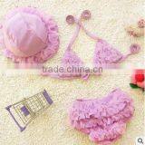2017 Lace Ruffles Korea Style Baby Kids Bikini Fancy Girls Swimsuits 3pcs Infant Baby Swimwear thumbnail-1