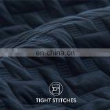 Oversized King Nevy Blue Twin Plain Dyed Quilt Bedspread Set For Summer thumbnail-4