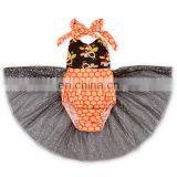 Children Happy Halloween Party Glitter Halter Romper Costume Tulle Dress Headband Set thumbnail-2