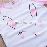 2019 Summer Easter Day Pink Girls Bunny Tops Tshirt & Love Heart pp Pants 2pc Set 4-8years thumbnail-5