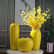 Modern Simple Fashion Art Yellow Ceramic Dry Flower Vase For Home Decor thumbnail-3