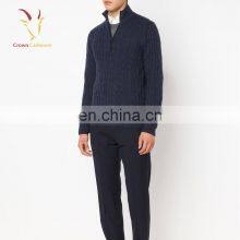 Best Cable 1/4 Zipper Mock Men 100% Cashmere Cardigan,Knitwear Pullover thumbnail-3