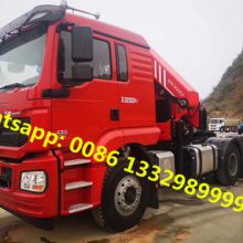 SHACMAN brand 6*4 mobile tractor head with knuckle crane boom for sale, customized SHACMAN brand mobile truck with crane for semitrailer
