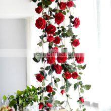 2022 Wholesale Wedding Decorations Artifical Flower Hanging Plastic Flowers Vine Real Touch Artificial Rose Flower For Decor thumbnail-3