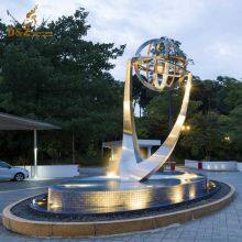 Stainless Steel Large Outdoor Water Fountains With Lights and Globe DZM-1413 thumbnail-5