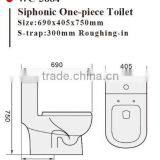 WC-3884 Siphonic One-Piece Toilet With Soft Closing Cover Ramp Down Closer, Water Closet Toilet Bowl thumbnail-2