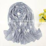 Wholesale Fashion Ladies Floral Embroidery Viscose Scarf Quality Choice thumbnail-6