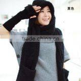 Wholesale Winter Ladies Fashion Hooded Scarf Mink Fur Poncho thumbnail-3