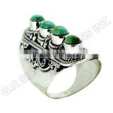 Turquoise Gemstone Sterling 925 Silver Nepali Design Handmade Ring Jewelry thumbnail-3