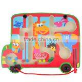 Top Selling Kids Red Bus Shape Animal Design Games Board Metal Beads Educational Toys Magnetic Building Game thumbnail-3