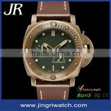 10ATM military watch Brass, German copper CuSn8 case orginal movement with Italy genuine leather high quality